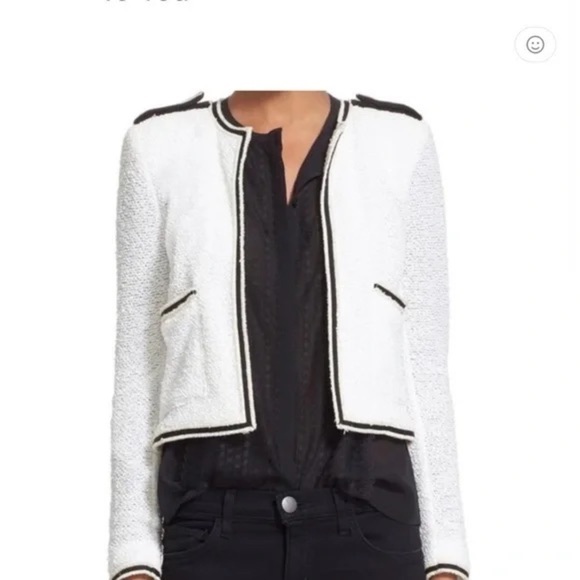 The Kooples Jackets & Blazers - Women’s The Kooples White Cardigan With Black Trim Size EU 32/US 0 Quiet Luxury